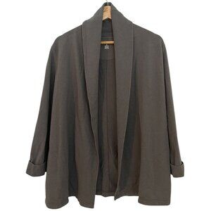 EUC Women's LANDS'‎ END Open Cardigan Shawl Collar Jersey Gray | Size L